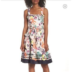 Vince Camuto Print Tie Waist Fit & Flare Sundress